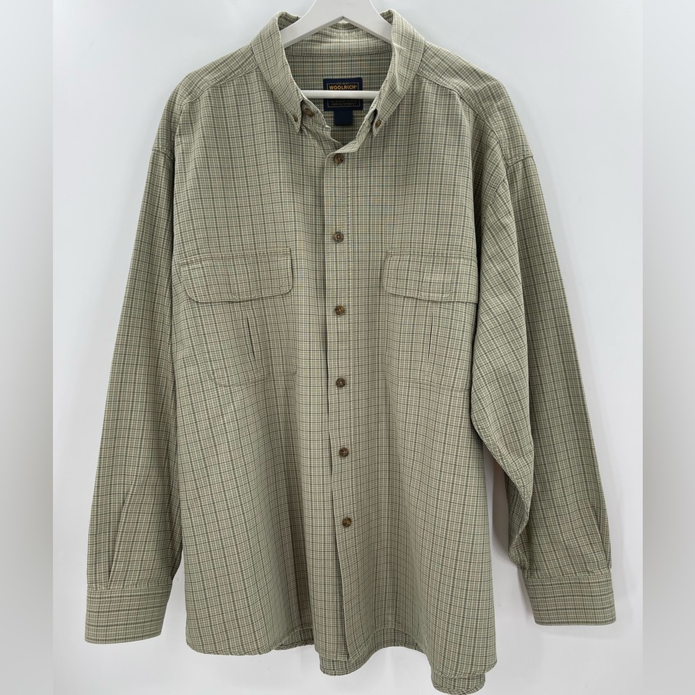 Woolrich Shirt Outdoor Medium Weight 100% Cotton Plaid Button Down Shirt XXL